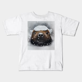 Capybara in Snow Kids T-Shirt